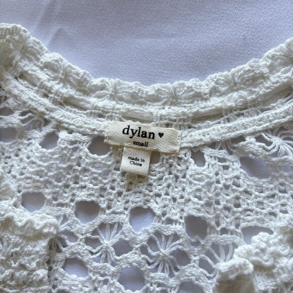 White Crochet Tank Top Womens Small Open Knit Sleeveless Festival Hippie Boho - Picture 3 of 8